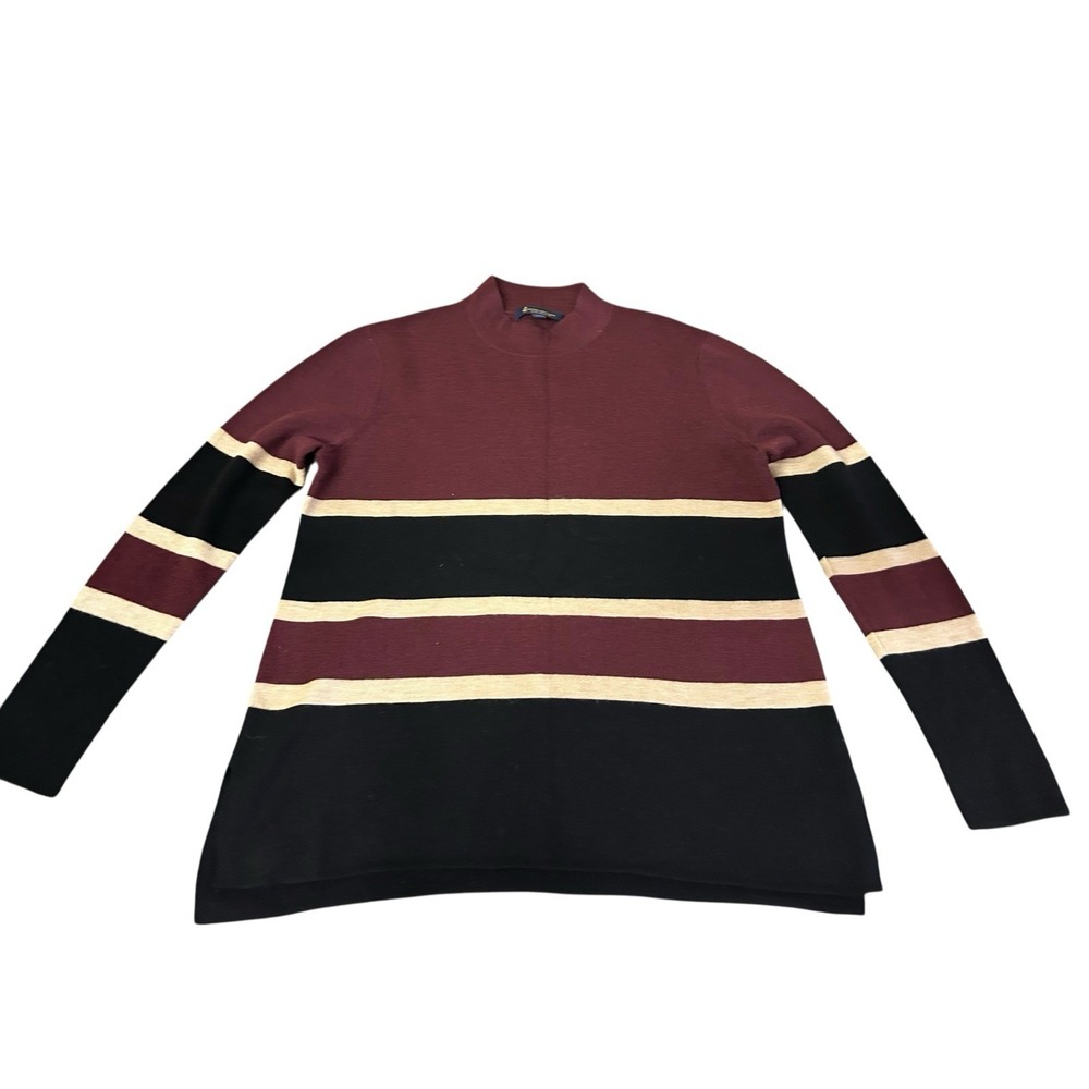 Brooks Brothers Sweater Womens Large Merino Wool Nautical Striped Pullover Mock